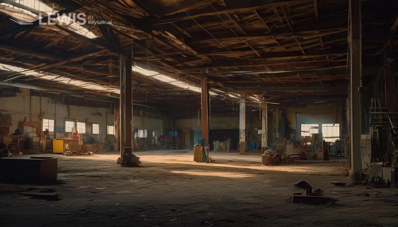 "Resilient Muse: A Sculptor's Journey in the Abandoned Warehouse"