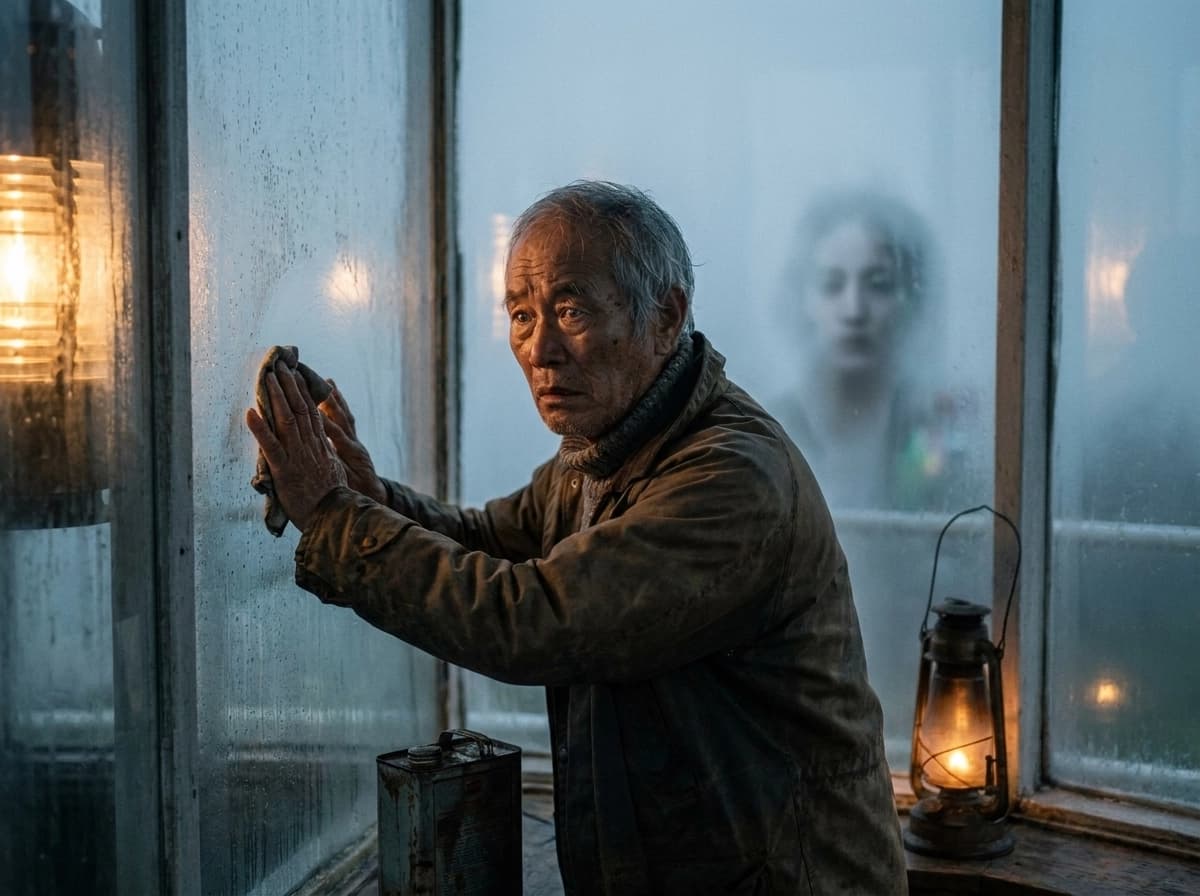 유리를 닦는 손