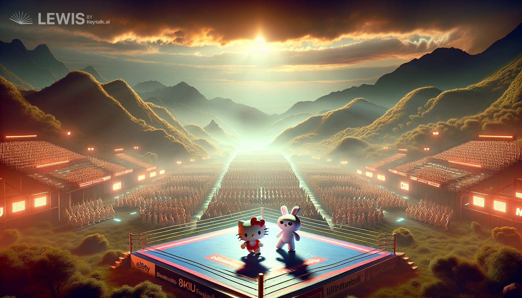 Animated Rivals: The MMA Showdown of Hello Kitty and Miffy